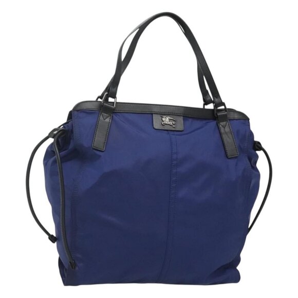 BURBERRY Tote Bag Nylon Blue Auth th5850 - Picture 1 of 16